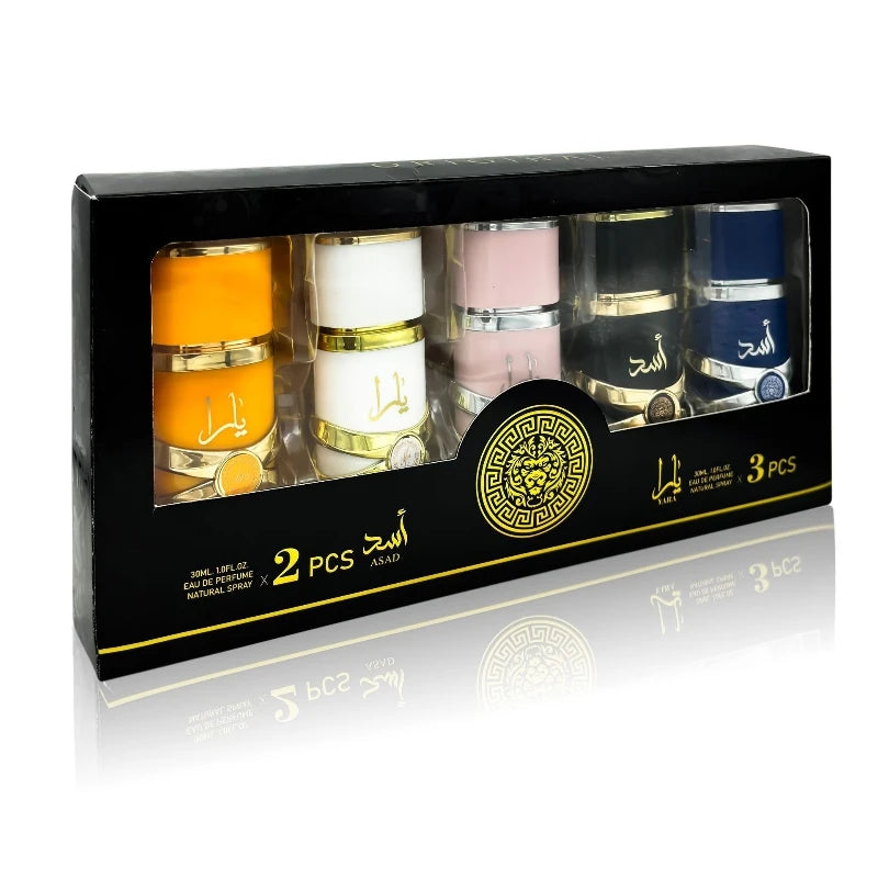 Lattafa Asad & Yara Perfume Set 5PCS (30ML) – Long-Lasting Unisex Arabian Fragrance Gift