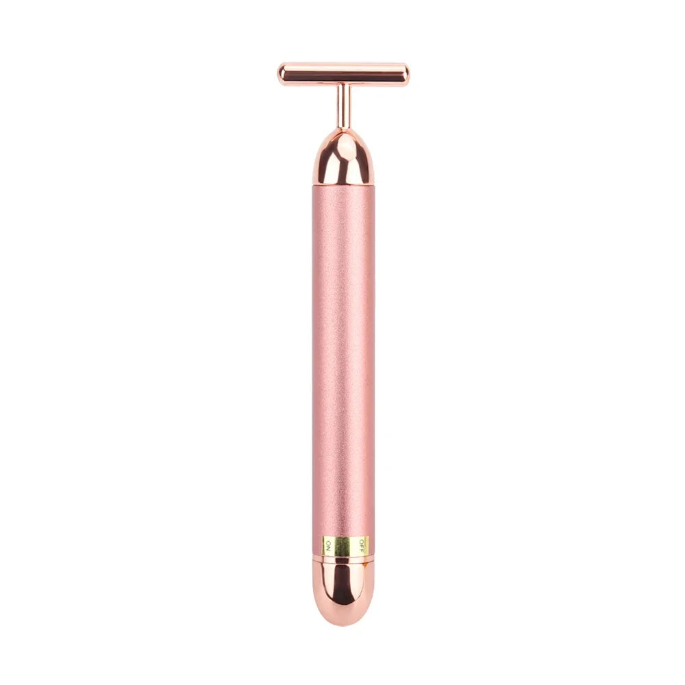 24K Gold Roller Vibrating Facial Massager Slimming Facial Skin Beauty Pulse Firming Face Massage Lift Tightening Wrinkle Bar