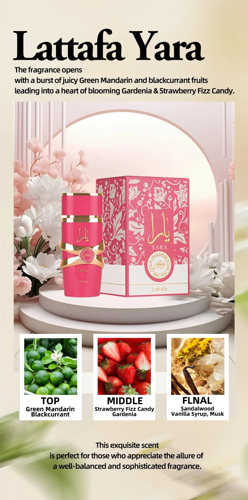 Lattafa Yara Eau de Parfum 100ML – Long-Lasting Arabian Women’s Fragrance, Perfect Gift